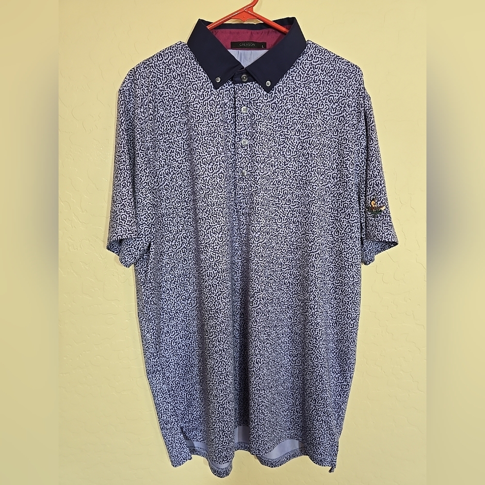 Greyson Golf Shirt Blue/Purple Print Size L